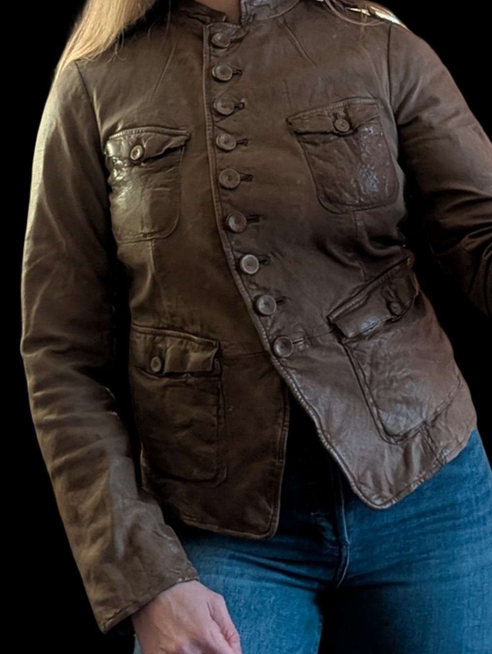 2010 GAP Button-up Leather Jacket